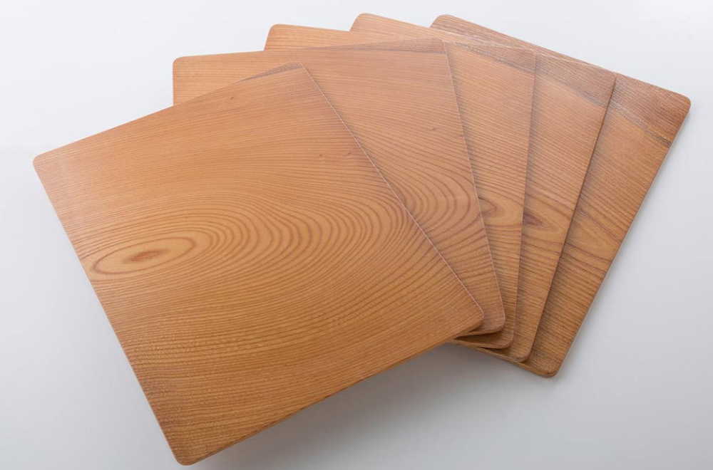 会太銘木店‗薄く加工しても反りが出ない素材のいい欅のランチョンマット5枚セット